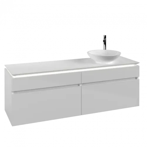 Villeroy & Boch Legato Тумба под раковину, с подсветкой, 4 выдвижных ящика, 1600 x 550 x 500 mm, Glossy White / Glossy White B598L0DH