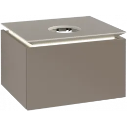 Villeroy & Boch Legato Тумба под раковину, с подсветкой, 1 выдвижной ящик, 600 x 380 x 500 mm, Truffle Grey / Truffle Grey B567L0VG