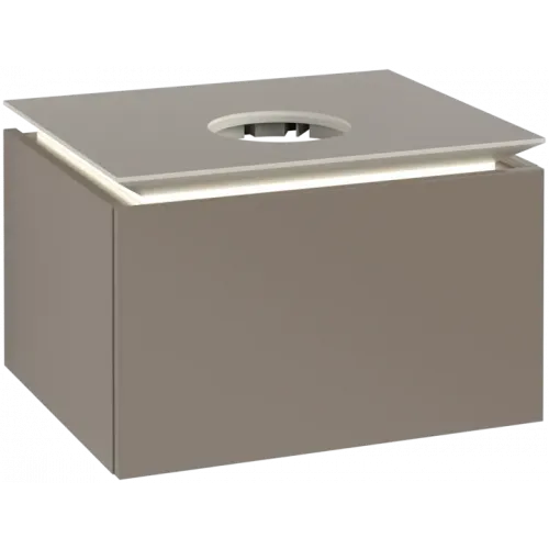 Villeroy & Boch Legato Тумба под раковину, с подсветкой, 1 выдвижной ящик, 600 x 380 x 500 mm, Truffle Grey / Truffle Grey B567L0VG