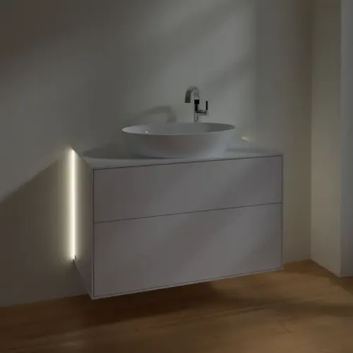 Villeroy & Boch Finion Тумба под раковину, с подсветкой, 2 выдвижных ящика, 1000 x 603 x 501 mm, Glossy White Lacquer G88100GF