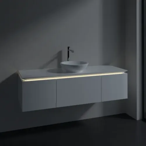 Villeroy & Boch Legato Тумба под раковину, с подсветкой, 3 выдвижных ящика, 1400 x 380 x 500 mm, Glossy White / Glossy White B585L0DH