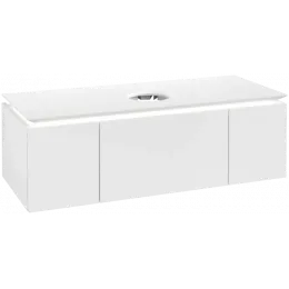 Villeroy & Boch Legato Тумба под раковину, с подсветкой, 3 выдвижных ящика, 1200 x 380 x 500 mm, Glossy White / Glossy White B577L0DH