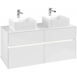 Villeroy & Boch Collaro Тумба под раковину, с подсветкой, 4 выдвижных ящика, 1200 x 548 x 500 mm, Glossy White / Glossy White C044B0DH