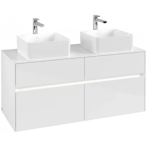 Villeroy & Boch Collaro Тумба под раковину, с подсветкой, 4 выдвижных ящика, 1200 x 548 x 500 mm, Glossy White / Glossy White C044B0DH