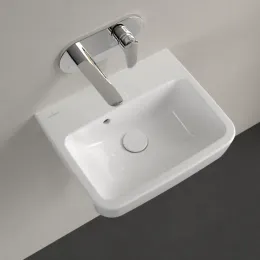 Villeroy & Boch O.novo Раковина компактная, 450 x 370 x 160 mm, Альпийский белый, с переливом, задняя сторона и нижняя сторона шлифованные 43444J01