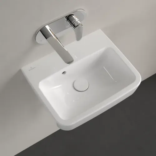 Villeroy & Boch O.novo Раковина компактная, 450 x 370 x 160 mm, Альпийский белый, с переливом, задняя сторона и нижняя сторона шлифованные 43444J01