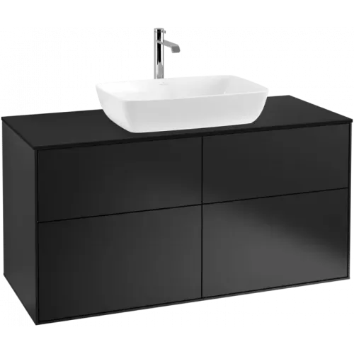 Villeroy & Boch Finion Тумба под раковину, 4 выдвижных ящика, 1200 x 603 x 501 mm, Black Matt Lacquer F79200PD