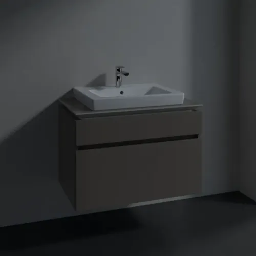 Villeroy & Boch Legato Тумба под раковину, с подсветкой, 2 выдвижных ящика, 800 x 550 x 500 mm, Truffle Grey / Truffle Grey B679L0VG