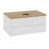 Villeroy & Boch Antao Тумба под раковину, с подсветкой, 2 выдвижных ящика, 800 x 360 x 500 mm, лицевая поверхность без текстурированной отделки, Glossy White Lacquer / Honey Oak L19051GF
