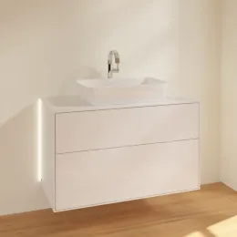 Villeroy & Boch Finion Тумба под раковину, с подсветкой, 2 выдвижных ящика, 1000 x 603 x 501 mm, Glossy White Lacquer G76100GF
