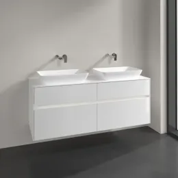 Villeroy & Boch Collaro Тумба под раковину, с подсветкой, 4 выдвижных ящика, 1400 x 548 x 500 mm, Glossy White / Glossy White C119B0DH