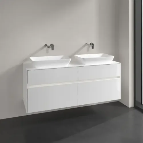 Villeroy & Boch Collaro Тумба под раковину, с подсветкой, 4 выдвижных ящика, 1400 x 548 x 500 mm, Glossy White / Glossy White C119B0DH