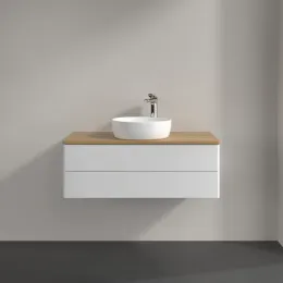 Villeroy & Boch Antao Тумба под раковину, 2 выдвижных ящика, 1000 x 360 x 500 mm, лицевая поверхность без текстурированной отделки, Glossy White Lacquer / Honey Oak K20051GF