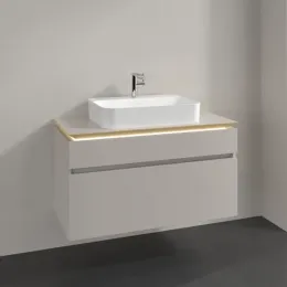 Villeroy & Boch Legato Тумба под раковину, с подсветкой, 2 выдвижных ящика, 1000 x 550 x 500 mm, Soft Grey / Soft Grey B756L0VK