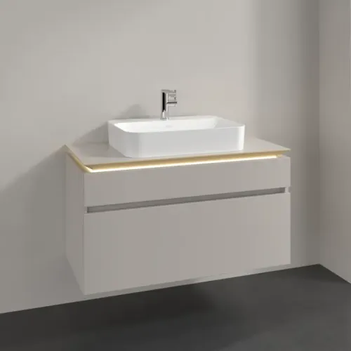 Villeroy & Boch Legato Тумба под раковину, с подсветкой, 2 выдвижных ящика, 1000 x 550 x 500 mm, Soft Grey / Soft Grey B756L0VK
