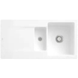 Villeroy & Boch Siluet 60 R Мойка, включая Комплект слива с ручным управлением, выкл TitanCeram, 1000 x 510 mm, Альпийский белый CeramicPlus 333701R1