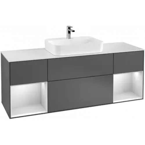 Villeroy & Boch Finion Тумба под раковину, с подсветкой, 4 выдвижных ящика, 1600 x 603 x 501 mm, Silk Grey Matt Lacquer / Silk Grey Matt Lacquer G451HJHJ