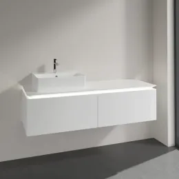 Villeroy & Boch Legato Тумба под раковину, с подсветкой, 2 выдвижных ящика, 1400 x 380 x 500 mm, Glossy White / Glossy White B613L0DH