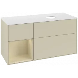 Villeroy & Boch Finion Тумба под раковину, с подсветкой, 3 выдвижных ящика, 1200 x 603 x 501 mm, Silk Grey Matt Lacquer / Silk Grey Matt Lacquer F921HJHJ