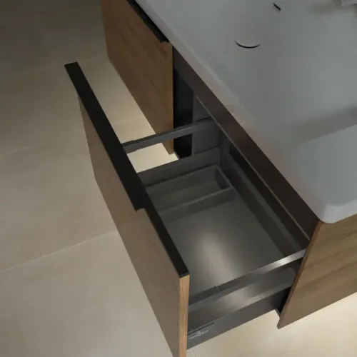 Villeroy & Boch Subway 3.0 Тумба под раковину, с подсветкой, 2 выдвижных ящика, 1272 x 429 x 478 mm, Oak Kansas C601L1RH