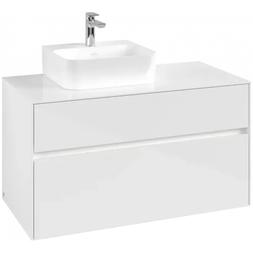 Villeroy & Boch Collaro Тумба под раковину, с подсветкой, 2 выдвижных ящика, 1000 x 548 x 500 mm, Glossy White / Glossy White C095B0DH