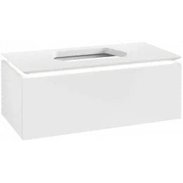 Villeroy & Boch Legato Тумба под раковину, с подсветкой, 1 выдвижной ящик, 1000 x 380 x 500 mm, Glossy White / Glossy White B755L0DH