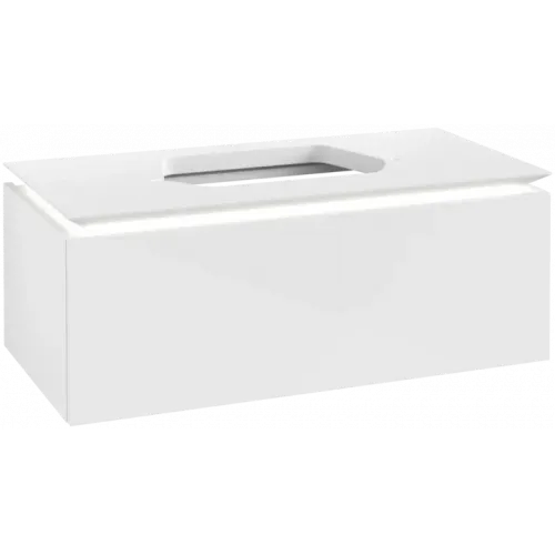 Villeroy & Boch Legato Тумба под раковину, с подсветкой, 1 выдвижной ящик, 1000 x 380 x 500 mm, Glossy White / Glossy White B755L0DH