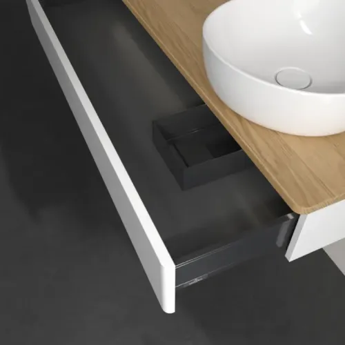 Villeroy & Boch Antao Тумба под раковину, с подсветкой, 1 выдвижной ящик, 1200 x 190 x 500 mm, лицевая поверхность без текстурированной отделки, Glossy White Lacquer / Honey Oak L12051GF