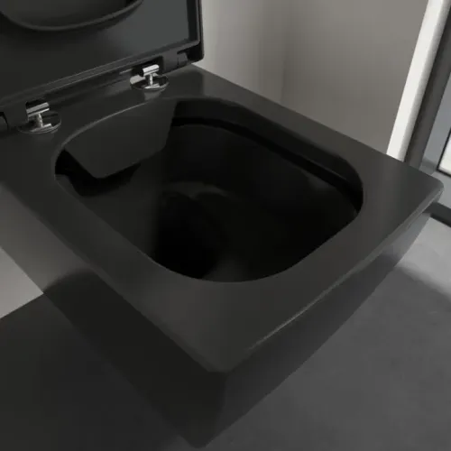 Villeroy & Boch Memento 2.0 Унитаз с открытым смывным краем, настенный, Ebony CeramicPlus 4633R0S5