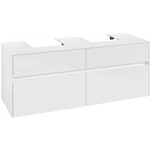 Villeroy & Boch Collaro Тумба под раковину, с подсветкой, 4 выдвижных ящика, 1400 x 548 x 500 mm, Glossy White / Glossy White C103B0DH