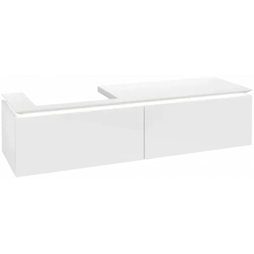 Villeroy & Boch Legato Тумба под раковину, с подсветкой, 2 выдвижных ящика, 1600 x 380 x 500 mm, Glossy White / Glossy White B688L0DH