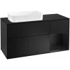 Villeroy & Boch Finion Тумба под раковину, с подсветкой, 3 выдвижных ящика, 1200 x 603 x 501 mm, Black Matt Lacquer / Black Matt Lacquer F282PDPD
