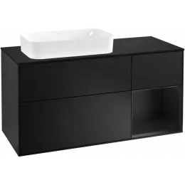 Villeroy & Boch Finion Тумба под раковину, с подсветкой, 3 выдвижных ящика, 1200 x 603 x 501 mm, Black Matt Lacquer / Black Matt Lacquer F282PDPD