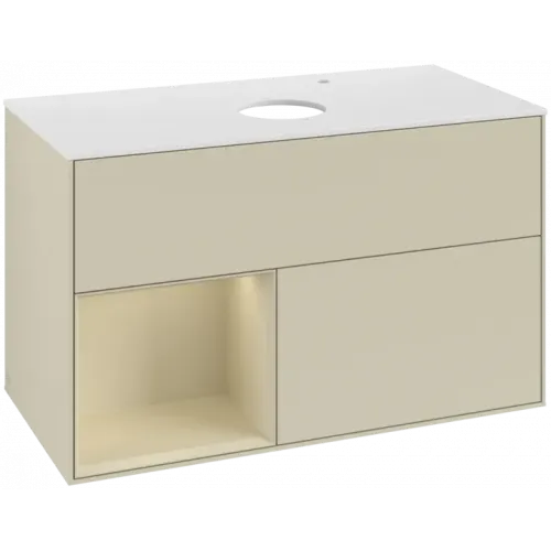 Villeroy & Boch Finion Тумба под раковину, с подсветкой, 2 выдвижных ящика, 1000 x 603 x 501 mm, Silk Grey Matt Lacquer / Silk Grey Matt Lacquer F891HJHJ