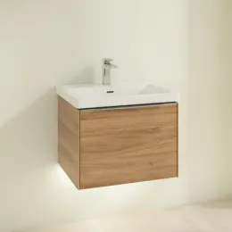 Villeroy & Boch Subway 3.0 Тумба под раковину, с подсветкой, 1 выдвижной ящик, 572 x 429 x 478 mm, Oak Kansas C577L0RH