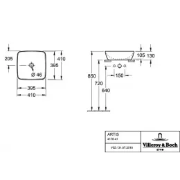 Раковина Villeroy & Boch Artis 417841BCT5 41х41 см, Mustard ярко-желтый