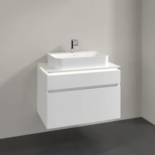 Villeroy & Boch Legato Тумба под раковину, с подсветкой, 2 выдвижных ящика, 800 x 550 x 500 mm, White Matt / White Matt B754L0MS