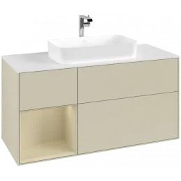 Villeroy & Boch Finion Тумба под раковину, с подсветкой, 3 выдвижных ящика, 1200 x 603 x 501 mm, Silk Grey Matt Lacquer / Silk Grey Matt Lacquer G291HJHJ