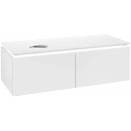 Villeroy & Boch Legato Тумба под раковину, с подсветкой, 2 выдвижных ящика, 1200 x 380 x 500 mm, Glossy White / Glossy White B579L0DH