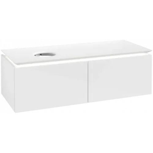 Villeroy & Boch Legato Тумба под раковину, с подсветкой, 2 выдвижных ящика, 1200 x 380 x 500 mm, Glossy White / Glossy White B579L0DH