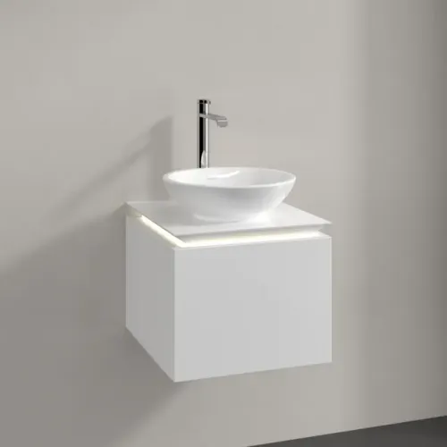 Villeroy & Boch Legato Тумба под раковину, с подсветкой, 1 выдвижной ящик, 450 x 380 x 500 mm, Glossy White / Glossy White B565L0DH
