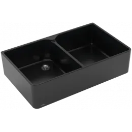 Villeroy & Boch Полувстраиваемая мойка с двойной раковиной 90 X Мойка с двумя чашами, включая Комплект слива с ручным управлением, выкл Керамика, 900 x 550 mm, Ebony CeramicPlus 639001S5