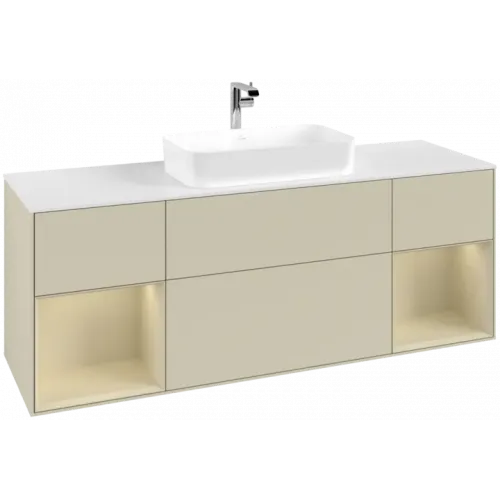Villeroy & Boch Finion Тумба под раковину, с подсветкой, 4 выдвижных ящика, 1600 x 603 x 501 mm, Silk Grey Matt Lacquer / Silk Grey Matt Lacquer F331HJHJ