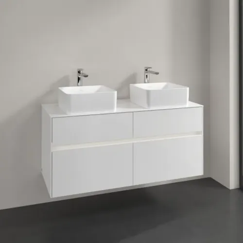 Villeroy & Boch Collaro Тумба под раковину, с подсветкой, 4 выдвижных ящика, 1200 x 548 x 500 mm, Glossy White / Glossy White C044B0DH