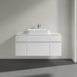 Villeroy & Boch Legato Тумба под раковину, 5 выдвижных ящиков, 1200 x 550 x 500 mm, Glossy White / Glossy White B75800DH