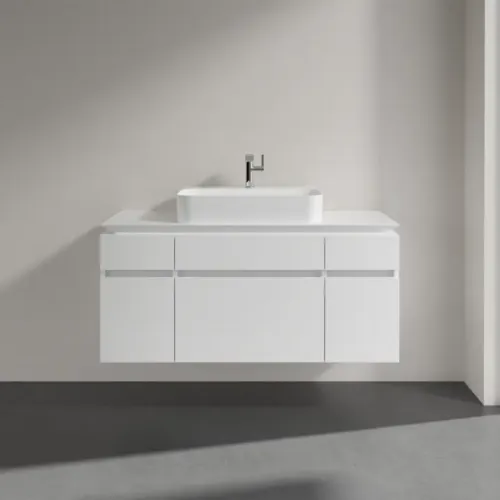 Villeroy & Boch Legato Тумба под раковину, 5 выдвижных ящиков, 1200 x 550 x 500 mm, Glossy White / Glossy White B75800DH