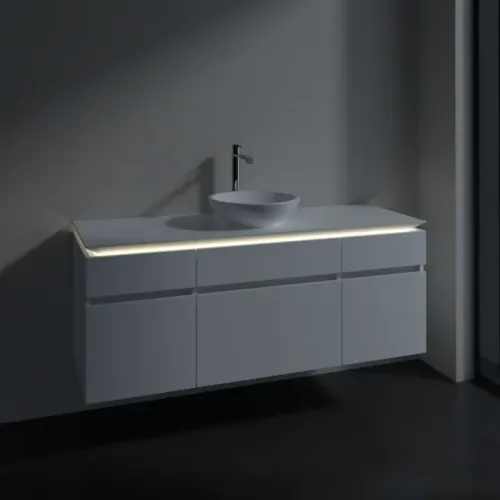 Villeroy & Boch Legato Тумба под раковину, с подсветкой, 5 выдвижных ящиков, 1400 x 550 x 500 mm, White Matt / White Matt B586L0MS
