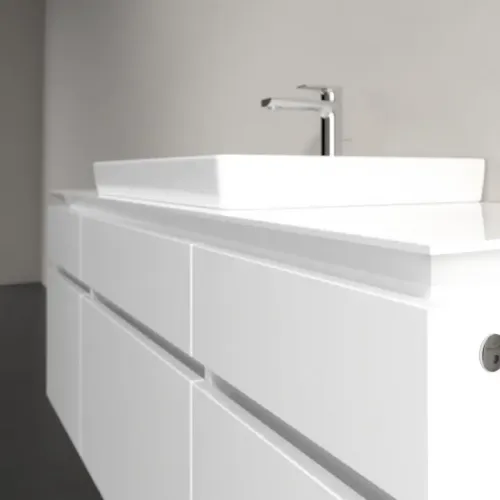 Villeroy & Boch Legato Тумба под раковину, с подсветкой, 5 выдвижных ящиков, 1400 x 550 x 500 mm, Glossy White / Glossy White B685L0DH