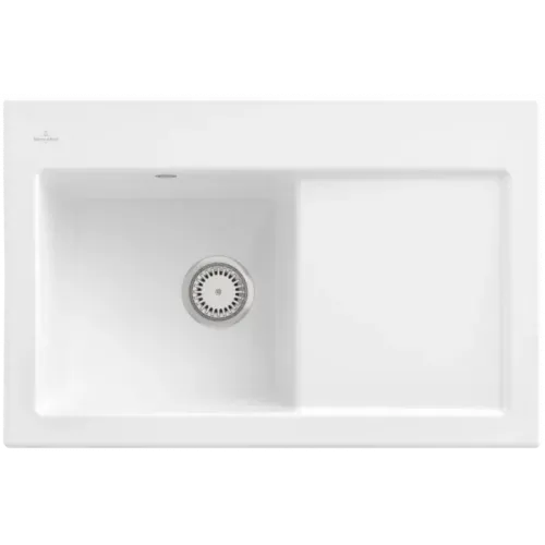 Villeroy & Boch Subway 45 Мойка, включая Комплект слива с ручным управлением, выкл Керамика, 780 x 510 mm, Snow White CeramicPlus 677201KG
