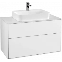 Villeroy & Boch Finion Тумба под раковину, с подсветкой, 2 выдвижных ящика, 1000 x 603 x 501 mm, Glossy White Lacquer G35100GF